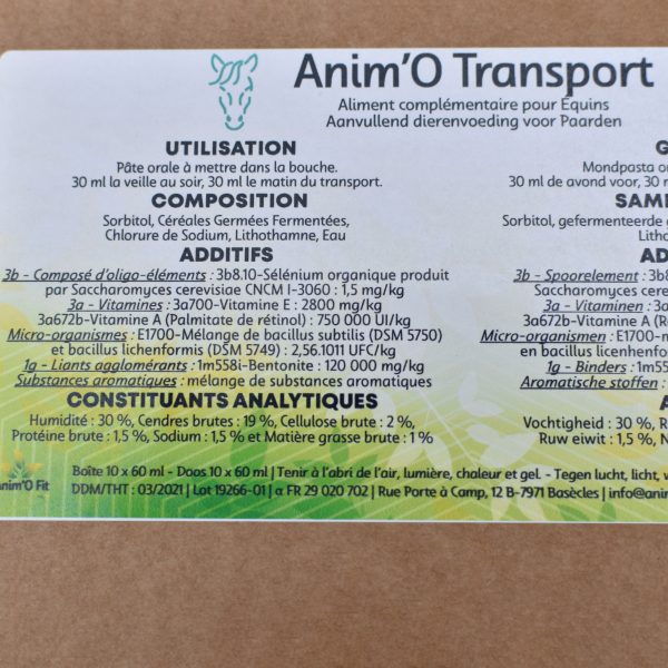 Anim'O Transport - Boîte 10 x 60 ml